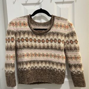 Cropped alpaca wool fair isle sweater xs